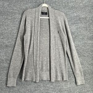 AllSaints Womens Merino Wool Open Front Cardigan Sweater Size M Gray Lightweight